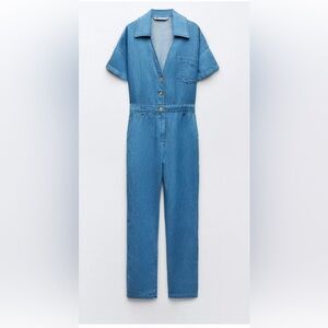 Zara Blue Denim Jumpsuit